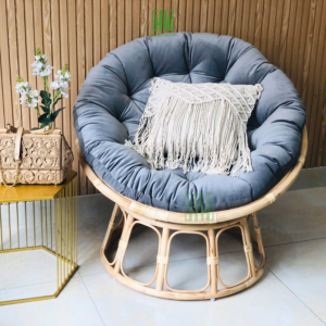 Ghế lười bập bênh thư giãn Papasan mây, decor ban công, phòng khách