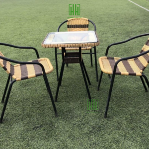 Bộ bàn ghế Cafe Mây Nhựa chân kép , nhà hàng , khách sạn , quán cafe sân vườn ban công bảo hành 2 năm