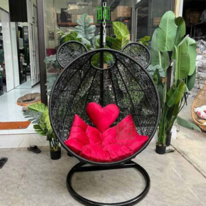 Xích đu giả mây lõi thép trang trí ban công sân vườn ghế thư giãn
