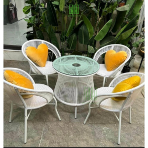 Bộ bàn chân quỳ, bàn sứa biển mây nhựa dùng ban công sân vườn