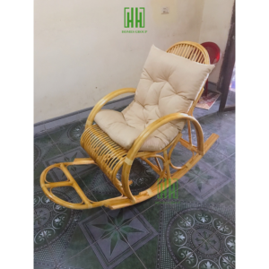 Ghế mây bập bênh thư giãn ngoài trời kèm nệm vải bố chuẩn kích thước
