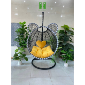 Xích đu tai thỏ giả mây lõi thép cao cấp trang trí ban công và sân vườn, ghế thư giãn