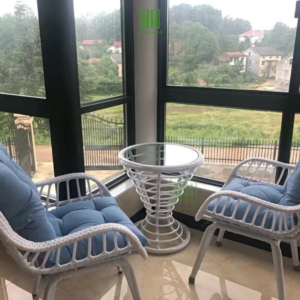 Bộ bàn ghế ban công sân vườn 2 ghế 1 bàn song thưa lưng cao mây nhựa