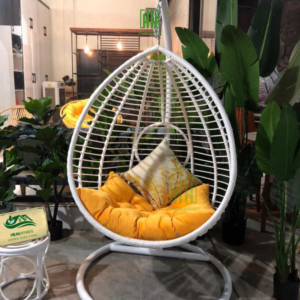 Xích đu thanh đơn giọt nước giả mây cao cấp decor ban công sân vườn